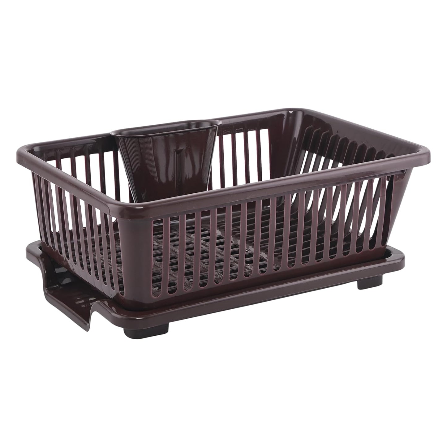3-in-1 Durable Plastic Dish Drainer Basket for Kitchen with Water Draining Tray