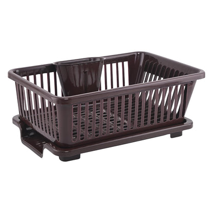 3-in-1 Durable Plastic Dish Drainer Basket for Kitchen with Water Draining Tray
