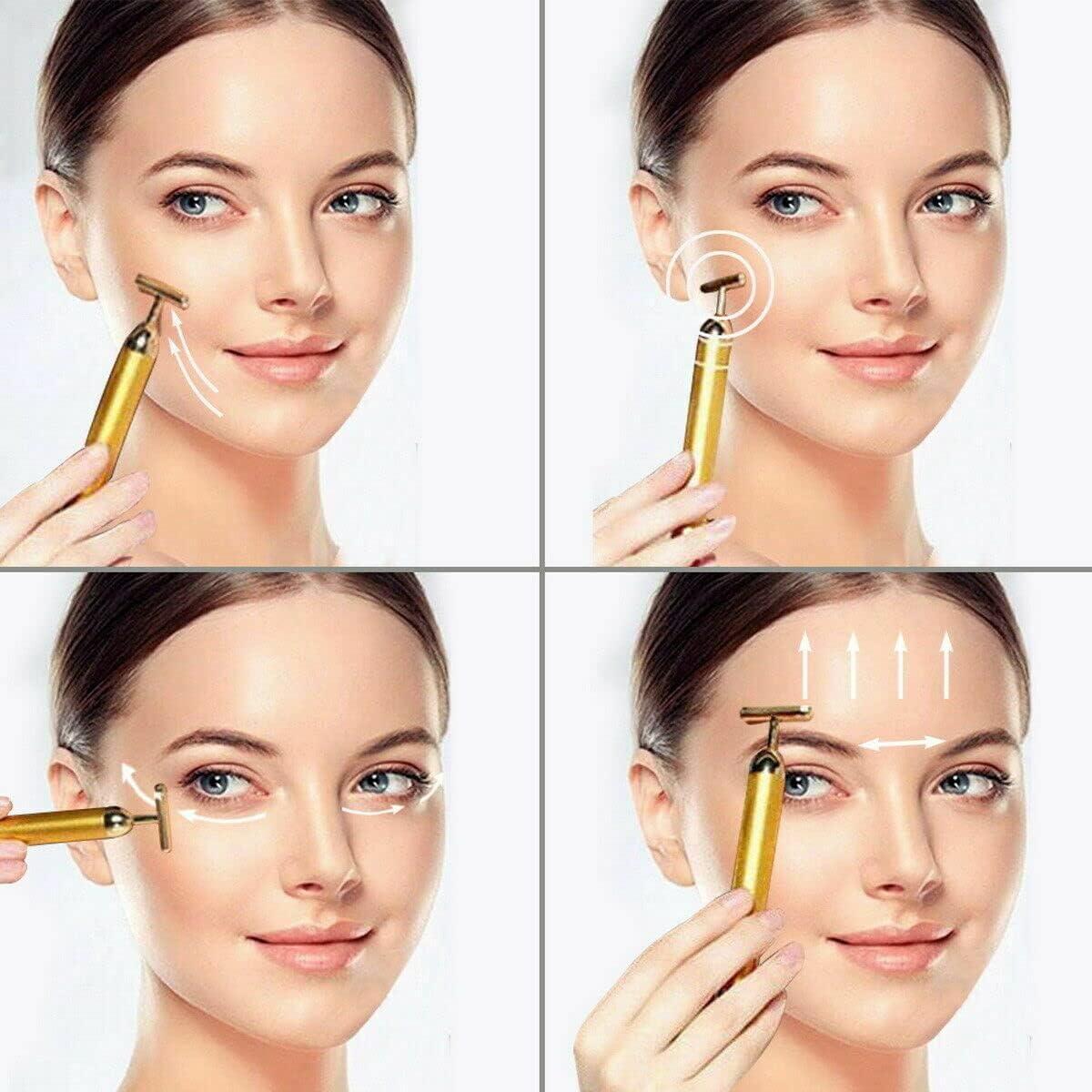 24K Gold Energy Beauty Bar Electric Facial Massage Roller